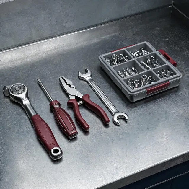 Hand tools arranged for field crews