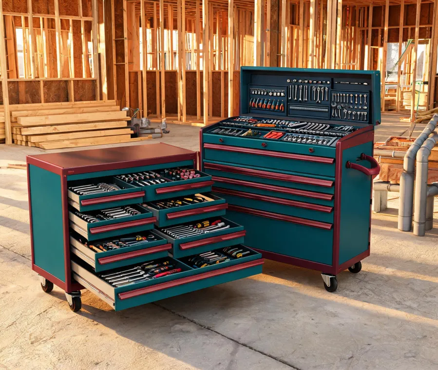 Knaack tool storage staged on a construction jobsite